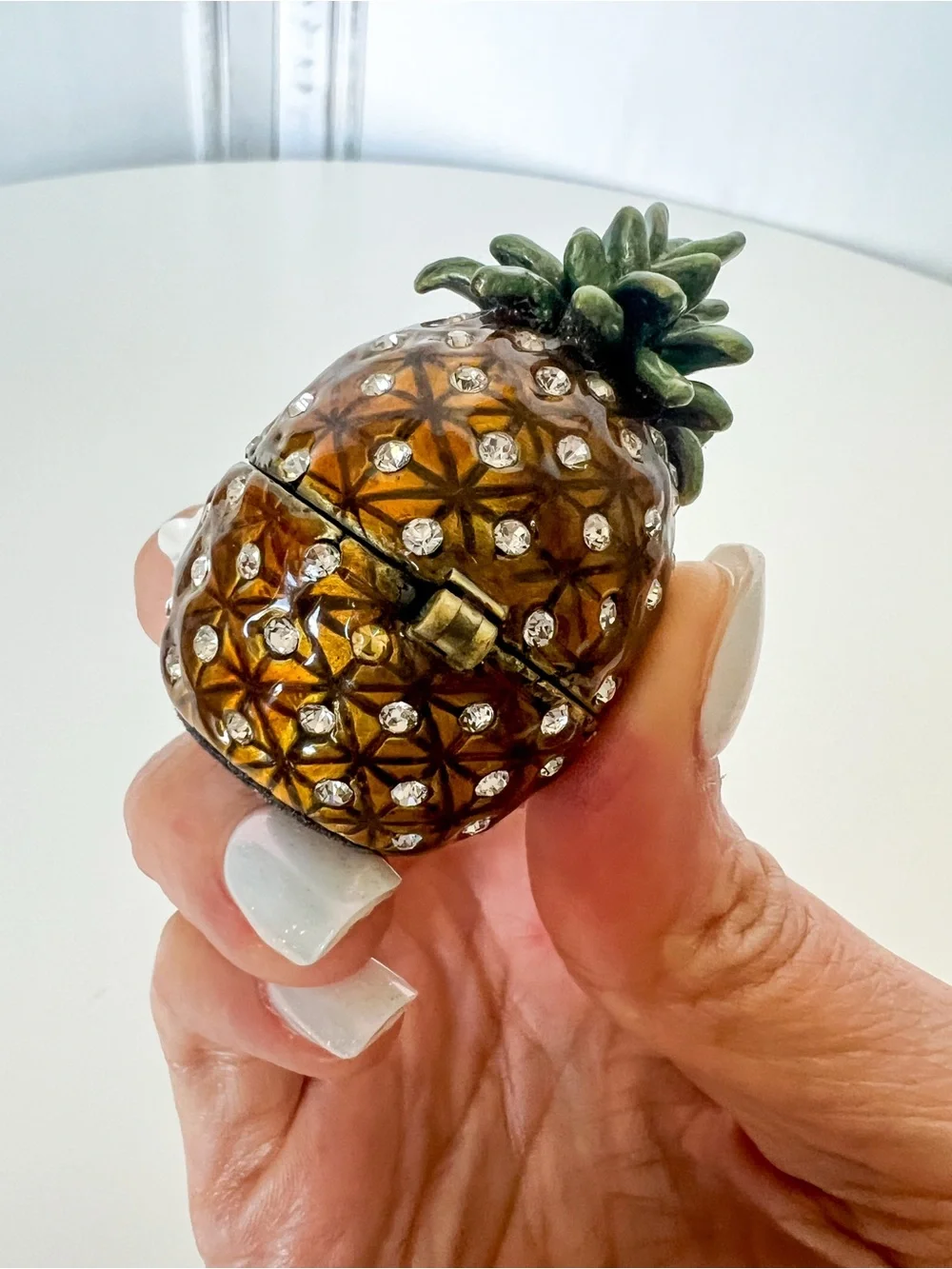 Pineapple Trinket Box - Gold and Green Decorative Accent